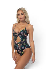 The Midnight Bloom — Twist-Front Cutout One-Piece
