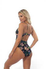 The Midnight Bloom — Twist-Front Cutout One-Piece