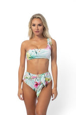 The Island Soul — One-Shoulder Tropical High-Waist Bikini Set