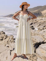 The Petal Muse — Sweetheart Spaghetti Strap Midi Dress