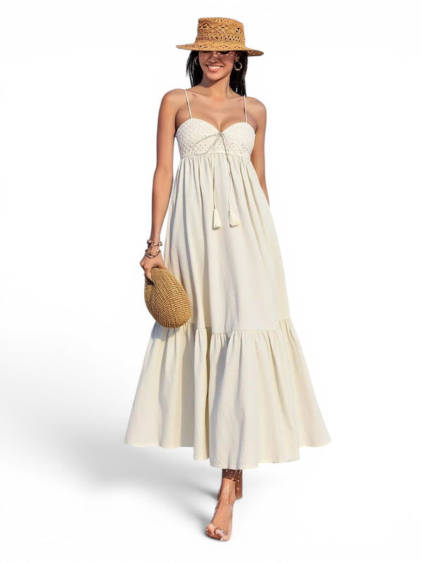 The Petal Muse — Sweetheart Spaghetti Strap Midi Dress