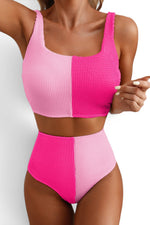 The Ocean Mist — Colorblock Corded High-Waist Bikini Set