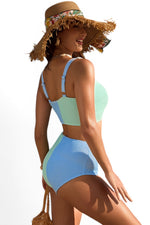 The Ocean Mist — Colorblock Corded High-Waist Bikini Set