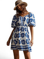 The Florentine Muse — Floral Puff Sleeve Mini Dress