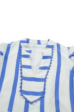 The Santorini Breeze — Stripe Puff Sleeve Blouse
