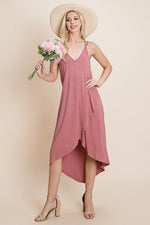 The Lyric Flow — Deep V High-Low Maxi Dress
