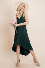 The Lyric Flow — Deep V High-Low Maxi Dress