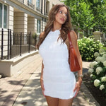 The Ruby Dusk — Ruched Halter Backless Mini Dress