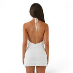 The Ruby Dusk — Ruched Halter Backless Mini Dress