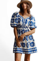The Florentine Muse — Floral Puff Sleeve Mini Dress