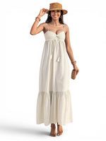The Petal Muse — Sweetheart Spaghetti Strap Midi Dress