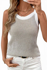 The Hamptons Chic — Ribbed Knit Contrast Tank Top