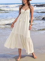 The Petal Muse — Sweetheart Spaghetti Strap Midi Dress