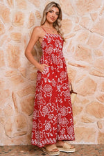 The Crimson Meadow — Floral Empire Waist Maxi Dress