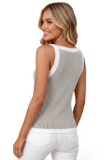 The Hamptons Chic — Ribbed Knit Contrast Tank Top