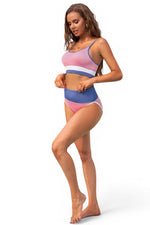 The Riviera Muse — Colorblock Ribbed High-Waist Bikini Set