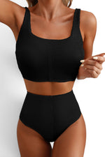 The Ocean Mist — Colorblock Corded High-Waist Bikini Set