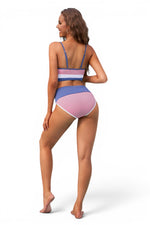 The Riviera Muse — Colorblock Ribbed High-Waist Bikini Set